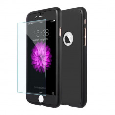 Husa iPhone 8 Plus 360 Fullcover ( Fata Spate ) Silicon Negru cu Folie Inclusa foto