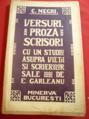Costache Negri- Versuri Proza Scrisori 1909, studiu de Emil Garleanu ,224 pag foto