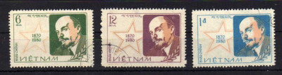 VIETNAM 3 VALORI LENIN STAMPILAT 1980 foto