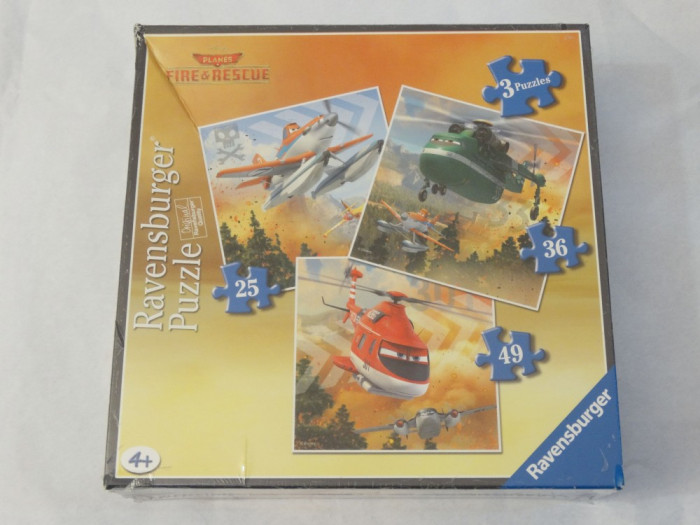 Joc puzzle Disney Planes Fire &amp; Rescue Ravensburger 3 puzzle - sigilat