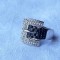 INEL argint CATARAMA batut in ZIRCONII albe si negre ELEGANT contrast SUPERB rar