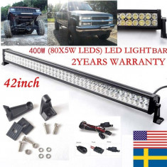 LED Light Bar curbata, 400w, 42inch, cu cabluri incluse foto