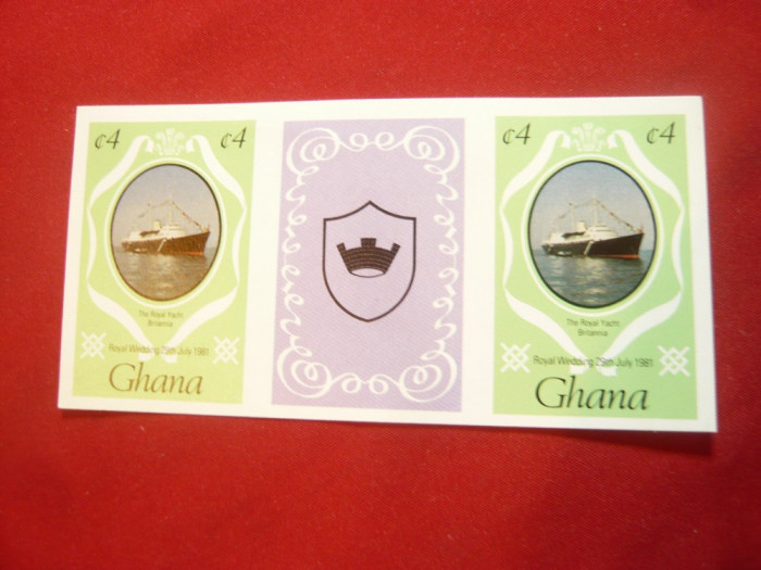 Triptic Ghana nedantelat - Nunta Regala 1981 ,necatalogat