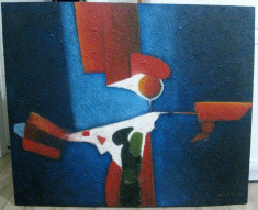 Tablou abstract Indragostitul pictura in ulei pe panza 100x120cm foto