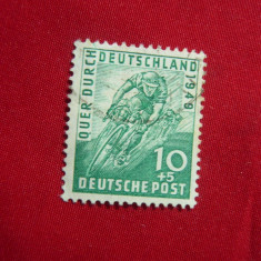 Timbru 10pf.Ciclism 1949 ,Germania Ocupatia Americana ,stampilat