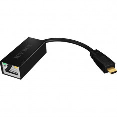 Adaptor RaidSonic IB-AC510 IcyBox microUSB 2.0 Male la Ethernet Female negru foto