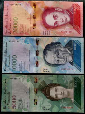 Lot set Venezuela 5000 5.000 10000 10.000 20000 20.000 Bolivares 2016 2017 UNC foto