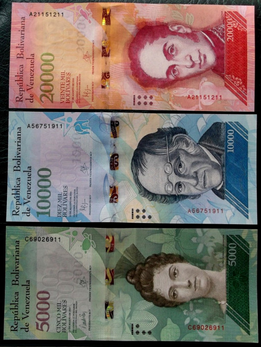 Lot set Venezuela 5000 5.000 10000 10.000 20000 20.000 Bolivares 2016 2017 UNC