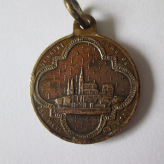 Medalion francez bronz:Catedrala din Lourdes anii 30