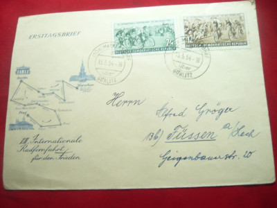 Plic FDC - Ciclism -Cursa Pacii Varsovia-Berlin-Praga 1954 foto