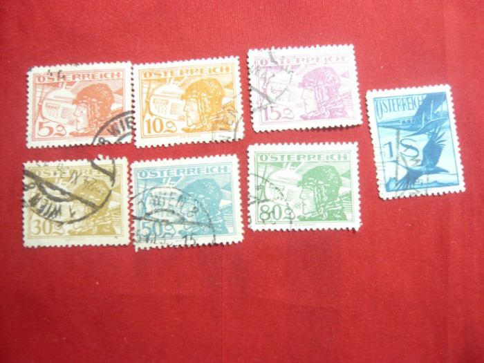 Serie mica - Posta Aeriana 1925-1926 Austria :val.5, 10 ,15 ,30 ,50 ,80 gr si 1S