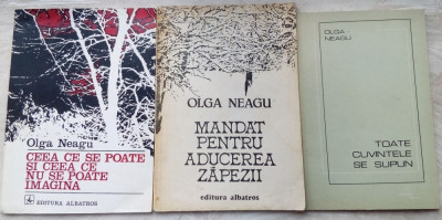 OLGA NEAGU: LOT 3 VOLUME DE VERSURI 1974-1988(VOL. DEBUT+MANDAT+TOATE CUVINTELE) foto