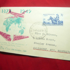 Plic FDC -Aniversare 75 Ani UPU 1949 Australia