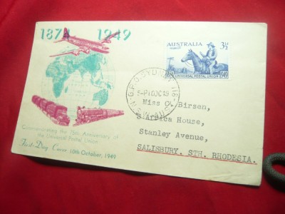 Plic FDC -Aniversare 75 Ani UPU 1949 Australia foto