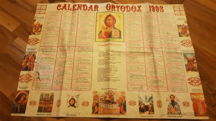 calendar ortodox de perete din anul 1998