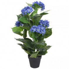 Planta artificiala hydrangea cu ghiveci, 60 cm, albastru foto