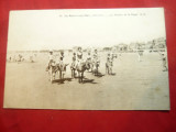 Ilustrata- Femei si copii calare pe magarusi -La Boule-sur-Mer Franta ,pe plaja, Circulata, Printata