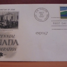 FDC- CANADA - CENTENARUL CONFEDERATIEI CANADIENE - EXPO 1967, STAMPILA SPECIALA
