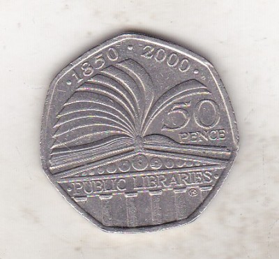 bnk mnd Marea Britanie Anglia 50 pence 2000 - Public libraries foto