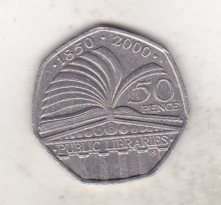 bnk mnd Marea Britanie Anglia 50 pence 2000 - Public libraries