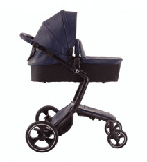 BebeMag Carucior 2 in 1 Albastru (Navy) - din eco-piele foto