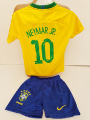 Echipament fotbal pentru copii Brazilia Neymar Jr marimi mici 1 si 2 ani foto