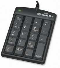 Tastatura Manhattan Numerica, asynchronous, USB, Negru foto