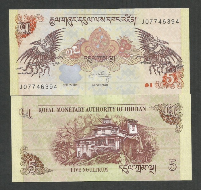 BHUTAN 5 NGULTRUM 2011 UNC [1] P- 28 b , necirculata