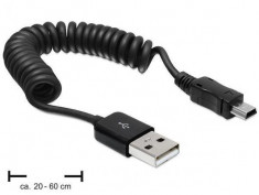 Delock Cablu Delock spiralat USB 2.0-A tata la mini USB tata foto