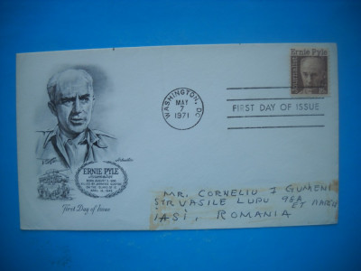 HOPCT PLIC S 669 FDC SUA ERNIE PYLE 1971 JURNALIST foto