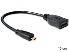 Delock Cablu Delock HDMI High Speed cu Ethernet - HDMI micro D tata la HDMI mama A foto