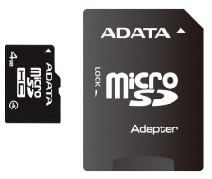 Card memorie A-Data MicroSDHC 4GB, Class 4 + adaptor SD foto