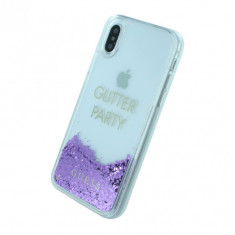 Husa Guess Liquid GLITTER PARTY iPhone X/Xs, Purple foto