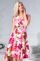 Rochie Gina clos cu imprimeu floral fucsia foto