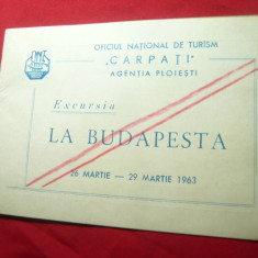 Invitatie ed. de ONT Carpati -Agentia Ploiesti -Excursie la Budapesta 1963