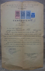 Certificat Politia Turnu-Magurele/ 1941 foto