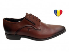 Pantofi barbati eleganti din piele naturala maro - cod 169MBOX foto