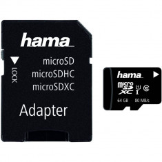 Card memorie Hama 124152 MicroSDXC, 64GB, Clasa 10 + Adaptor foto
