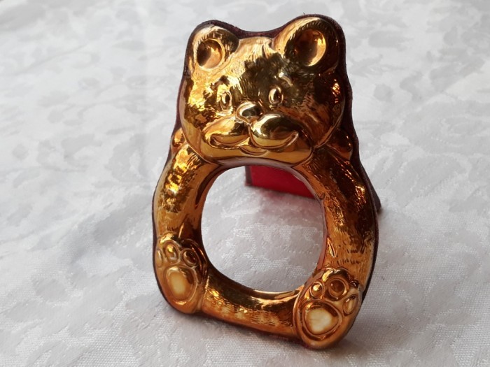 argint cu aur14 K RAMA FOTO URSULET camera BEBE NOU NASCUT splendid CADOU BOTEZ