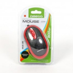 Mouse Omega OM06V, optic, USB, 800 dpi, negru/ rosu foto