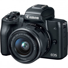 Aparat foto mirrorless EOS M50, 25.8 MP, 4K, Wi-Fi, Negru + Obiectiv EF-M 15- 45mm f/3.5-6.3 IS STM foto
