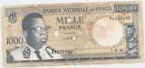 CONGO 1000 FRANCS FRANCI 1964 ANULATA F