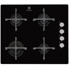 Plita incorporabila pe gaz Electrolux EGT6142NOK, 4 arzatoare, aprindere electrica, gratare fonta, sticla neagra foto