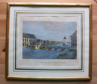 Litografie color Zurich, cca. 1830 foto