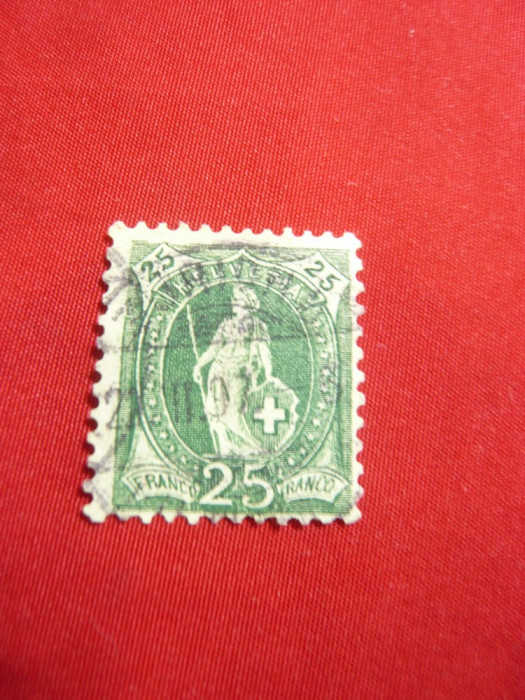 Timbru 25C verde 1882 Elvetia 1 valoare stampilata