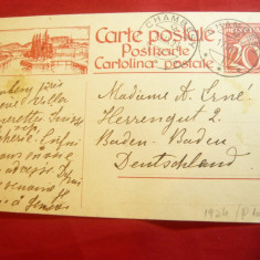 Carte Postala ilustrata Geneva ,cu marca fixa de 20 C circulat 1924