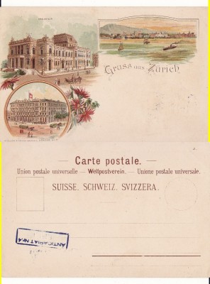 Elvetia-Zurich- litografie,rara foto