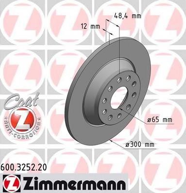Disc frana VW GOLF VII 1.4 TSI - ZIMMERMANN 600.3252.20 Disc frana VW GOLF VII 1.4 TSI - ZIMMERMANN 600.3252.20