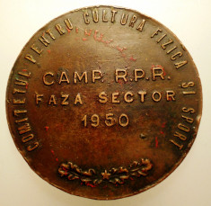 5.247 ROMANIA RPR MEDALIE CAMPIONAT FAZA SECTOR SPORT INOT 1950 50mm foto