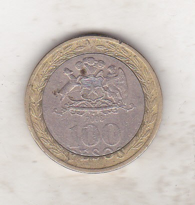 bnk mnd Chile 100 pesos 2008 bimetal